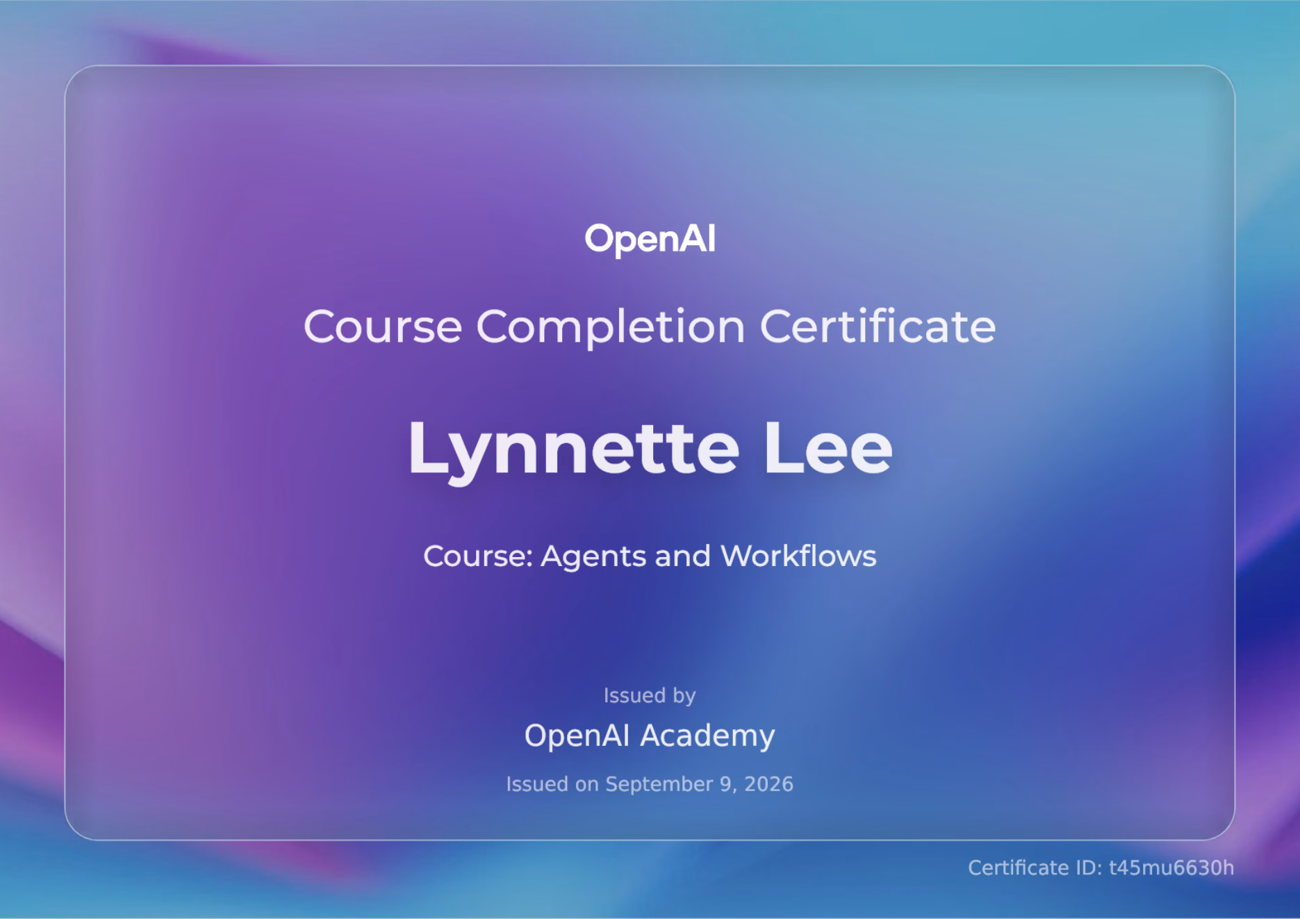 Applied AI Foundations certificate