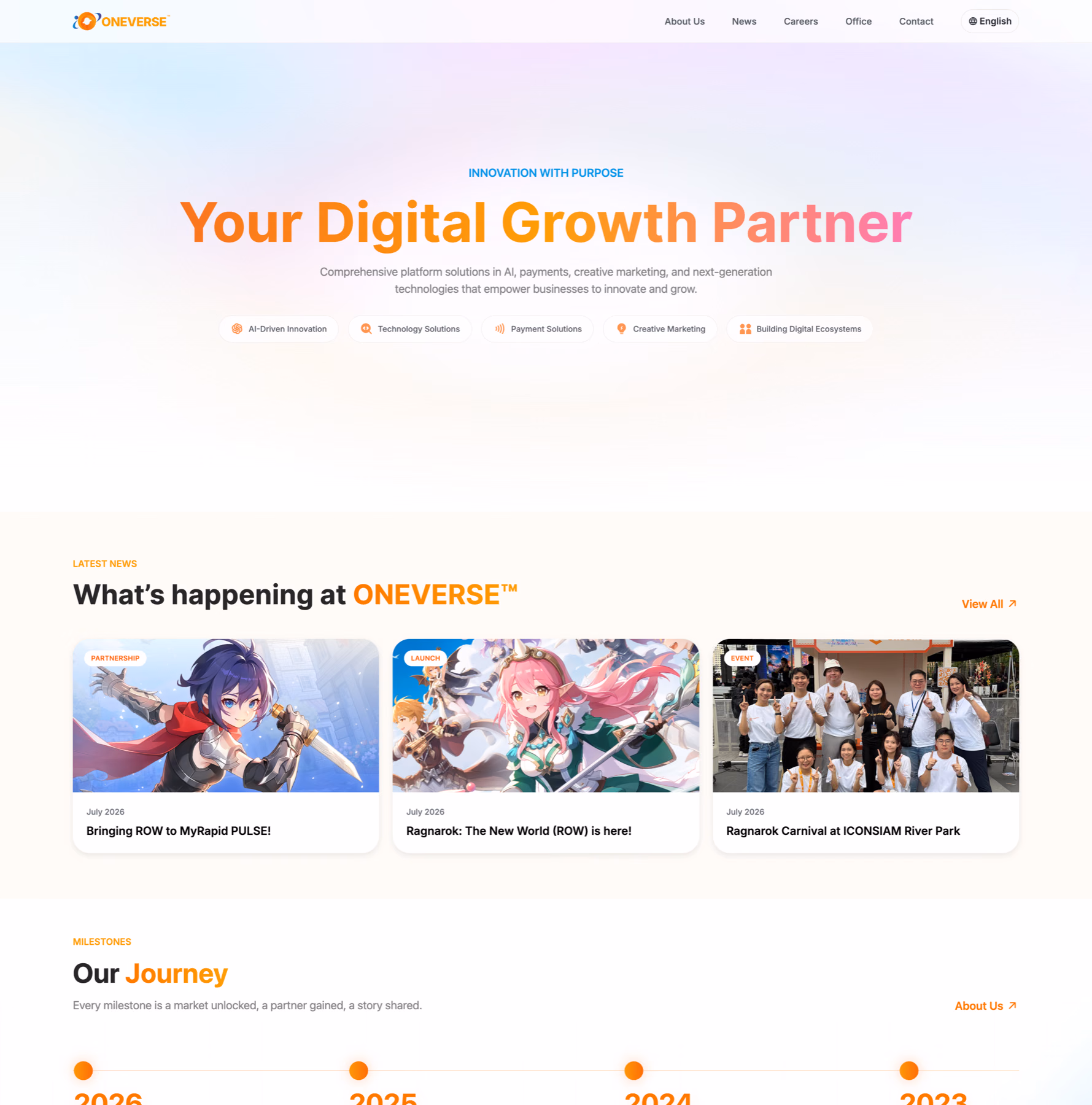 English ONEVERSE website