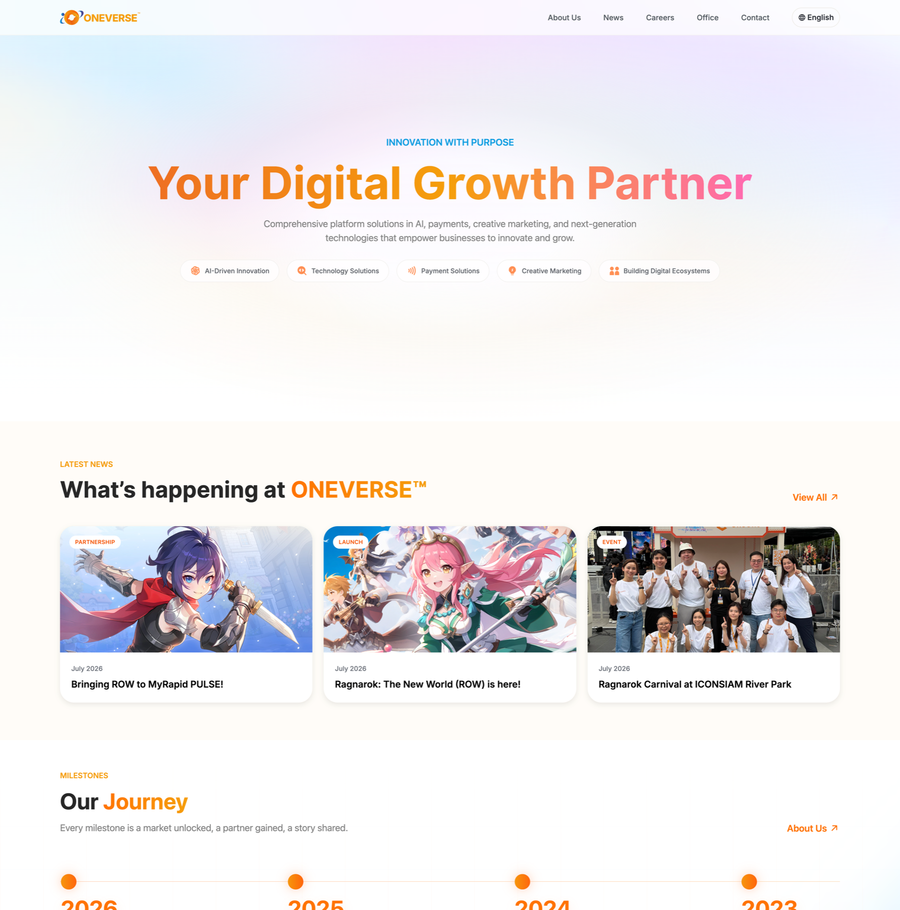 English ONEVERSE website