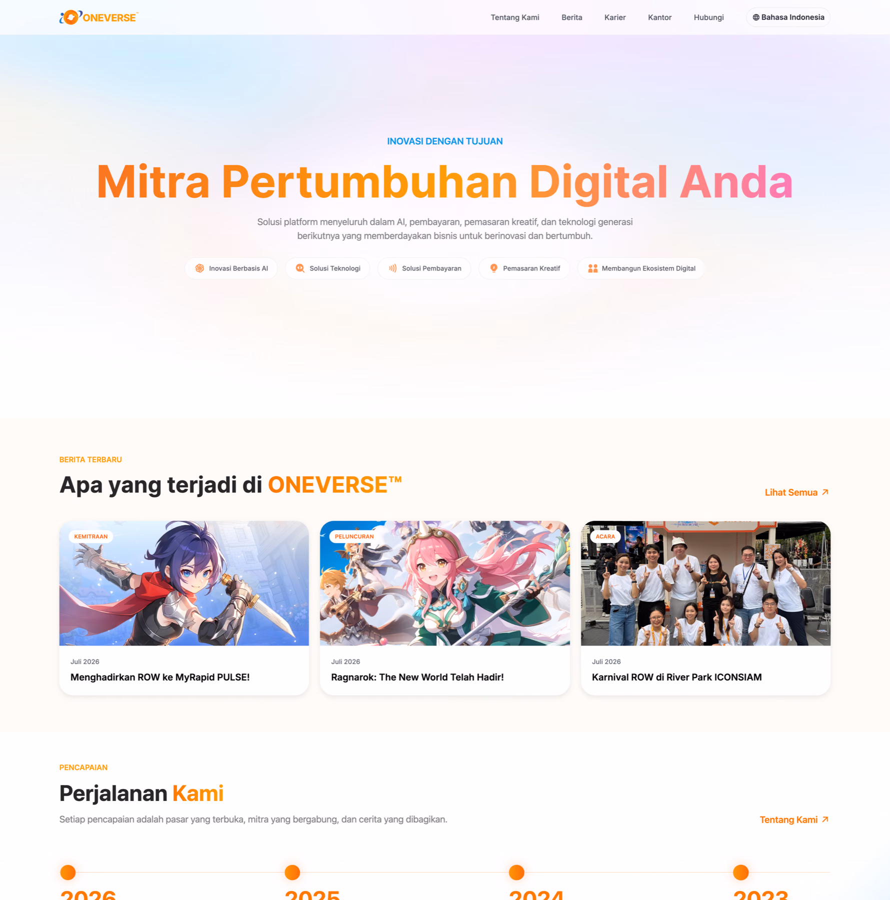 Indonesian ONEVERSE website
