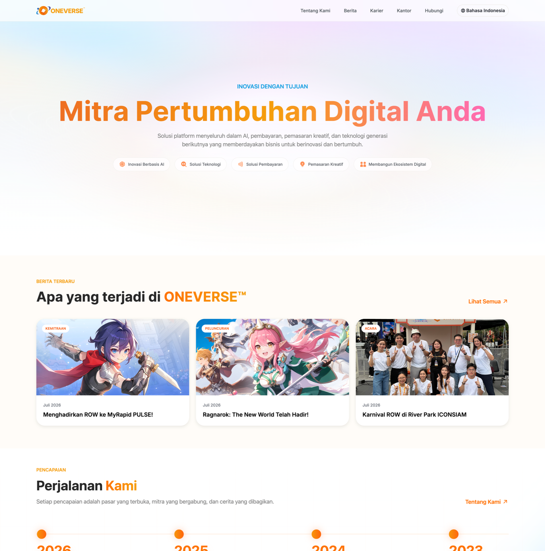 Indonesian ONEVERSE website